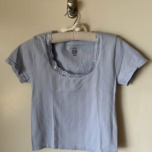 Wild Skyes Light Blue Lace Trim Top